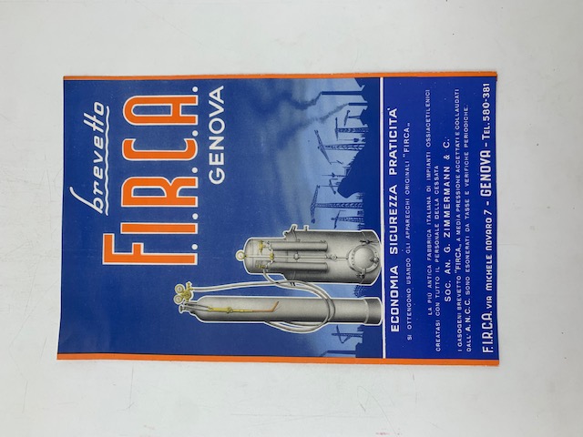 F.I.R.C.A. Genova. Impianti ossiacetilenici (pieghevole pubblicitario)